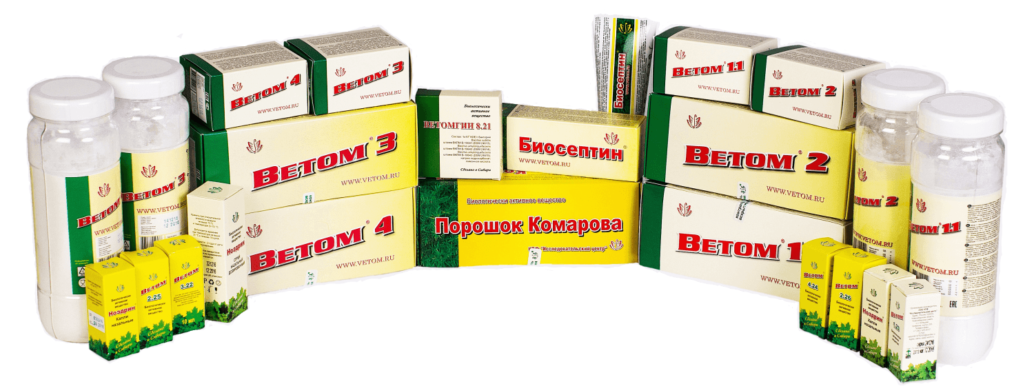 Biologically active substances and supplements of the Vetom line for human health